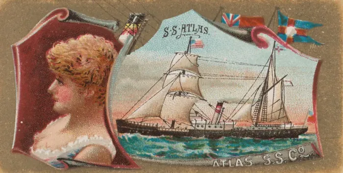 Framed Print : Steamship Atlas, Atlas Steamship Company, from the Ocean and River Steamers series (N83 Framed Print : Steamship Atlas, Atlas Steamship Company, from the Ocean and River Steamers series (N83