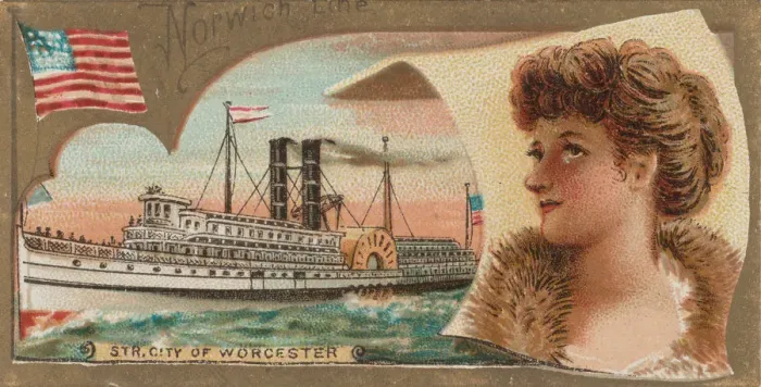 Framed Print : Steamship City of Worcester, Norwich Line, from the Ocean and River Steamers series (N83 Framed Print : Steamship City of Worcester, Norwich Line, from the Ocean and River Steamers series (N83