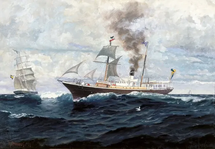 Framed Print : The steamship Gustaf II Adolf, 1899. Creator: Anund Emanuel Framed Print : The steamship Gustaf II Adolf, 1899. Creator: Anund Emanuel