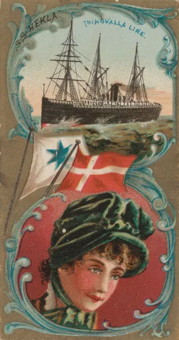 Framed Print : Steamship Hekla, Thingvalla Line, from the Ocean and River Steamers series (N83 Framed Print : Steamship Hekla, Thingvalla Line, from the Ocean and River Steamers series (N83