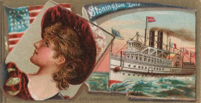 Framed Print : Steamship Narragansett, Stonington Line, from the Ocean and River Steamers series (N83 Framed Print : Steamship Narragansett, Stonington Line, from the Ocean and River Steamers series (N83