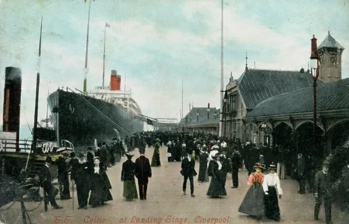 Framed Print : Steamship SS Celtic at the quayside, Liverpool, Lancashire, c1904. Artist: Valentine & Sons Ltd Framed Print : Steamship SS Celtic at the quayside, Liverpool, Lancashire, c1904. Artist: Valentine & Sons Ltd