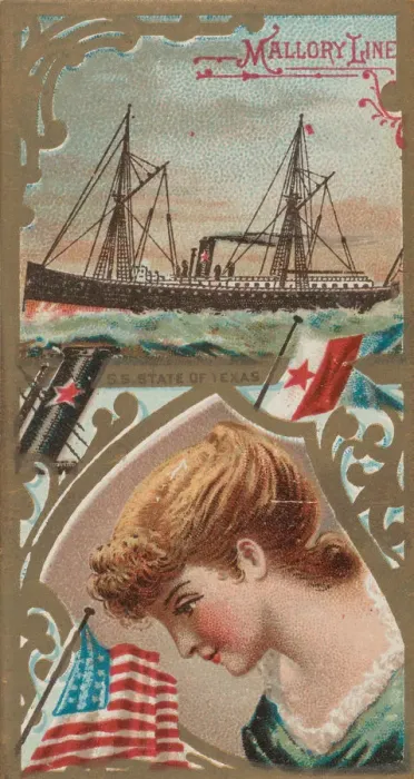 Framed Print : Steamship State of Texas, Mallory Line, from the Ocean and River Steamers series (N83 Framed Print : Steamship State of Texas, Mallory Line, from the Ocean and River Steamers series (N83