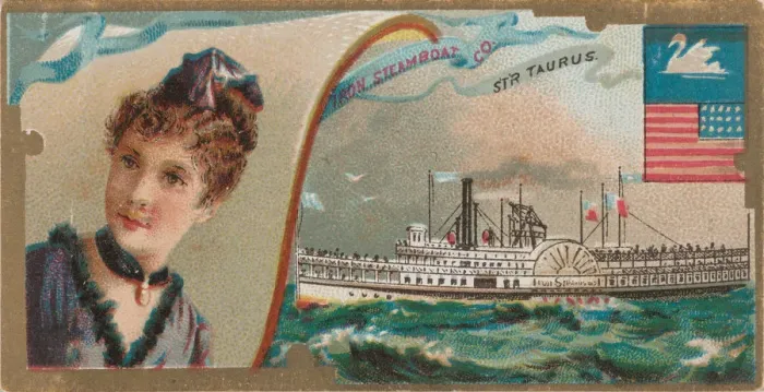 Framed Print : Steamship Taurus, Iron Steamboat Company, from the Ocean and River Steamers series (N83 Framed Print : Steamship Taurus, Iron Steamboat Company, from the Ocean and River Steamers series (N83