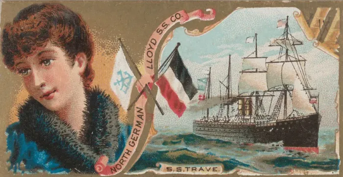 Framed Print : Steamship Trave, North German Lloyd Steamship Company, from the Ocean Framed Print : Steamship Trave, North German Lloyd Steamship Company, from the Ocean