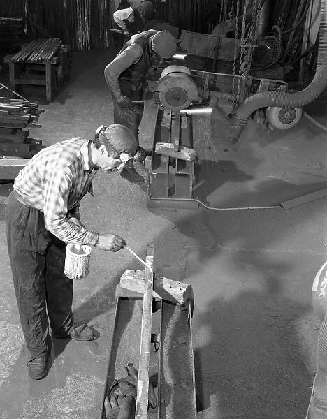Steel bars being cut to size at J Beardshaw & Sons, Sheffield, South Yorkshire, 1963