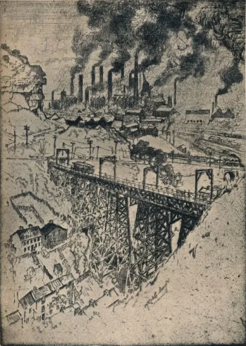 Framed Print : Steel-Edgar Thomson Works, 1909. Artist: Joseph Pennell Framed Print : Steel-Edgar Thomson Works, 1909. Artist: Joseph Pennell