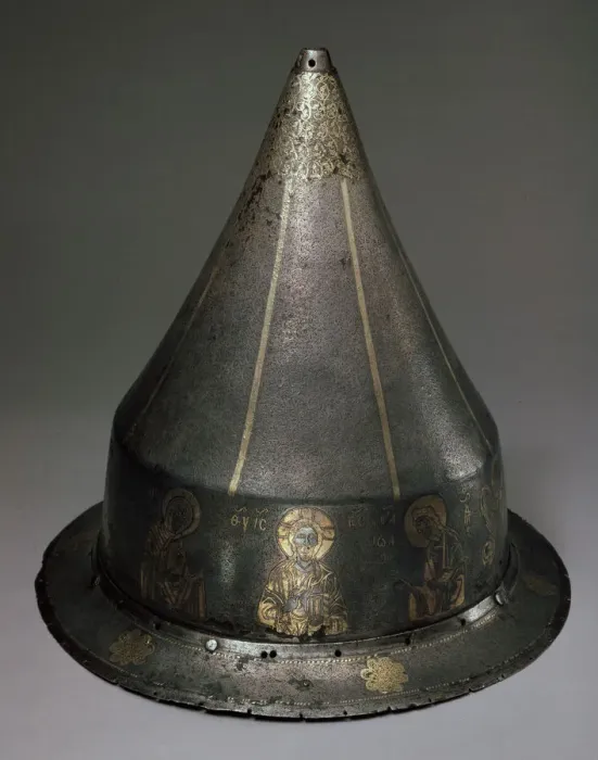 Framed Print : Steel, gold and silver helmet with Deesis, Byzantine, 13th century. Artist: Byzantine Master Framed Print : Steel, gold and silver helmet with Deesis, Byzantine, 13th century. Artist: Byzantine Master