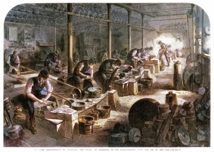 Framed Print : Steel manufactures of Sheffield, Yorkshire, 1866. Creator: Mason Jackson Framed Print : Steel manufactures of Sheffield, Yorkshire, 1866. Creator: Mason Jackson