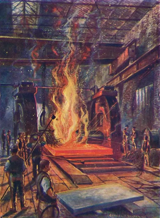 Framed Print : Steel Rolling, c1917