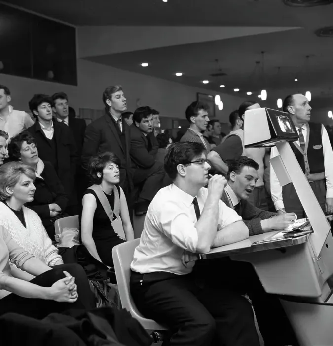 Framed Print : Steelworks social evening at a bowling alley, Sheffield, South Yorkshire, 1964. Artist Framed Print : Steelworks social evening at a bowling alley, Sheffield, South Yorkshire, 1964. Artist