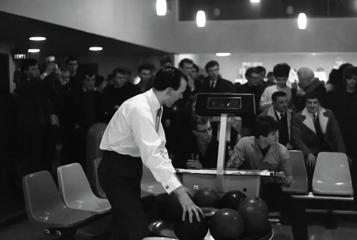 Framed Print : Steelworks social evening at a bowling alley, Sheffield, South Yorkshire, 1964. Artist Framed Print : Steelworks social evening at a bowling alley, Sheffield, South Yorkshire, 1964. Artist
