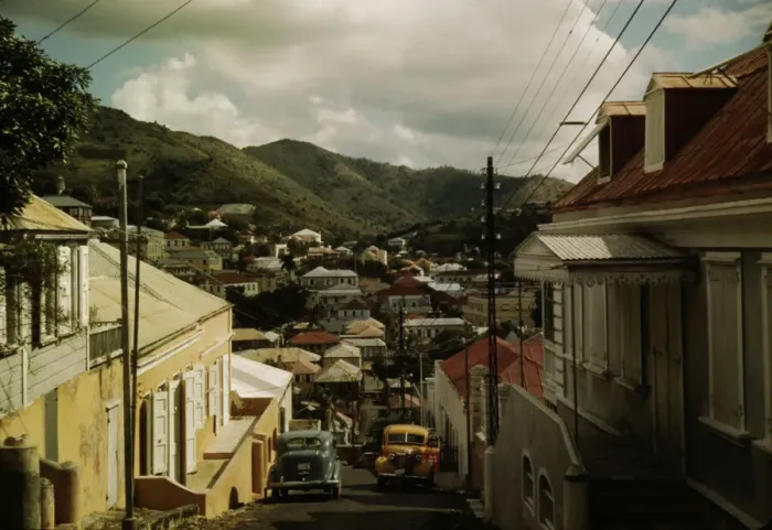 Framed Print : One of the steep streets on the hillsides, Charlotte Amalie, St. Thomas, Virgin Islands, 1941. Creator: Jack Delano Framed Print : One of the steep streets on the hillsides, Charlotte Amalie, St. Thomas, Virgin Islands, 1941. Creator: Jack Delano