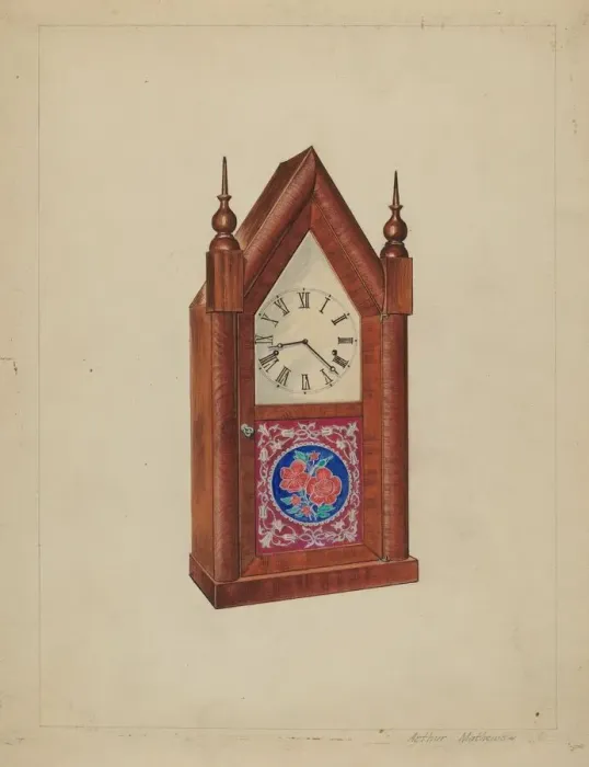 Framed Print : Steeple Clock, c. 1937. Creator: Arthur Matthews Framed Print : Steeple Clock, c. 1937. Creator: Arthur Matthews