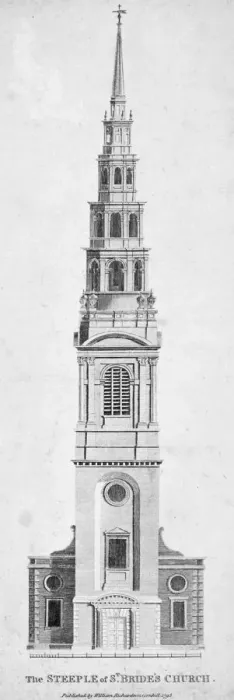 Framed Print : Steeple of St Brides Church, Fleet Street, City of London, 1795 Framed Print : Steeple of St Brides Church, Fleet Street, City of London, 1795