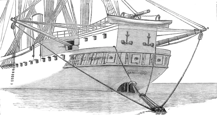 Framed Print : Steering spar contrivance for H.M.S. Bacchante after the squall, 1881. Creator: Unknown Framed Print : Steering spar contrivance for H.M.S. Bacchante after the squall, 1881. Creator: Unknown