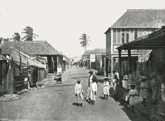 Framed Print : Steet scene in Port Royal, Jamaica, 1895. Creator: York & Son Framed Print : Steet scene in Port Royal, Jamaica, 1895. Creator: York & Son