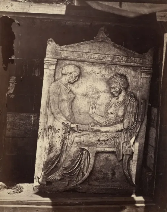 Framed Print : Stele from the Kerameikos Cemetery, Athens, early 1880s. Creator: William James Stillman Framed Print : Stele from the Kerameikos Cemetery, Athens, early 1880s. Creator: William James Stillman
