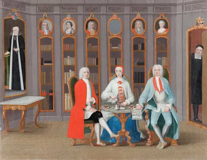 Framed Print : The Stenbock family in their library at Ranas, c. 1740. Artist: Svan, Carl Fredrik (1708-1766) Framed Print : The Stenbock family in their library at Ranas, c. 1740. Artist: Svan, Carl Fredrik (1708-1766)