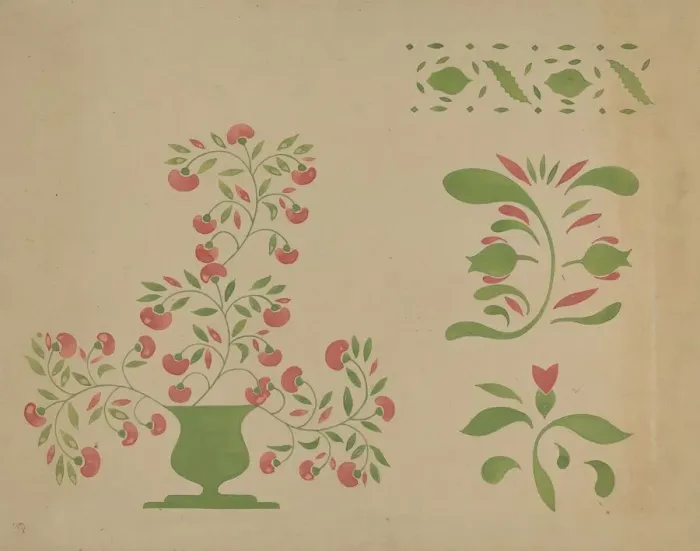 Framed Print : Stencil Wall Decoration, c. 1936. Creator: Ray Holden Framed Print : Stencil Wall Decoration, c. 1936. Creator: Ray Holden