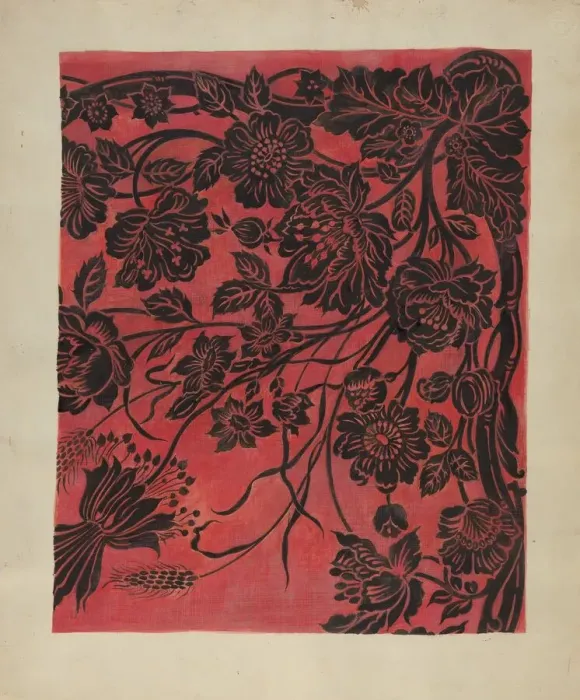 Framed Print : Stenciled Table Cover, c. 1942. Creator: Marie Alain Framed Print : Stenciled Table Cover, c. 1942. Creator: Marie Alain