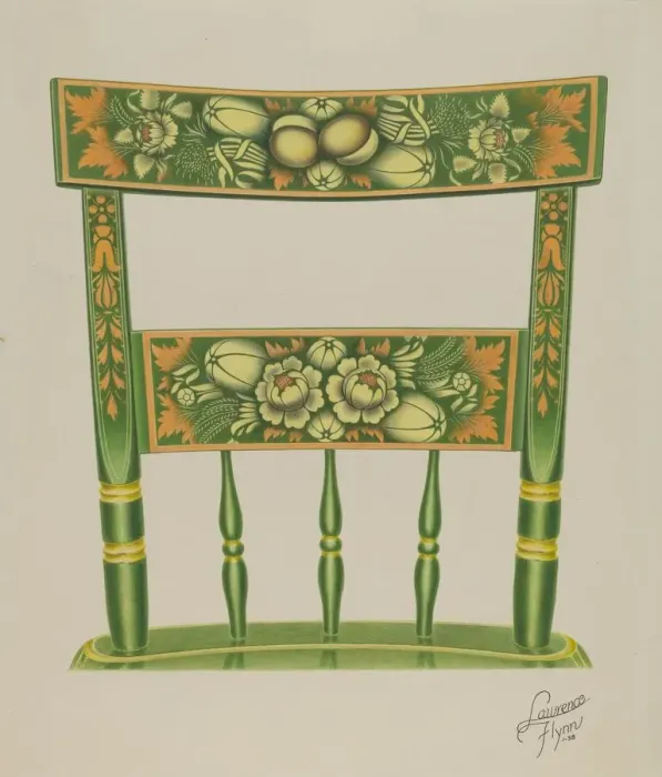 Framed Print : Back of Stencilled Chair, 1938. Creator: Lawrence Flynn Framed Print : Back of Stencilled Chair, 1938. Creator: Lawrence Flynn
