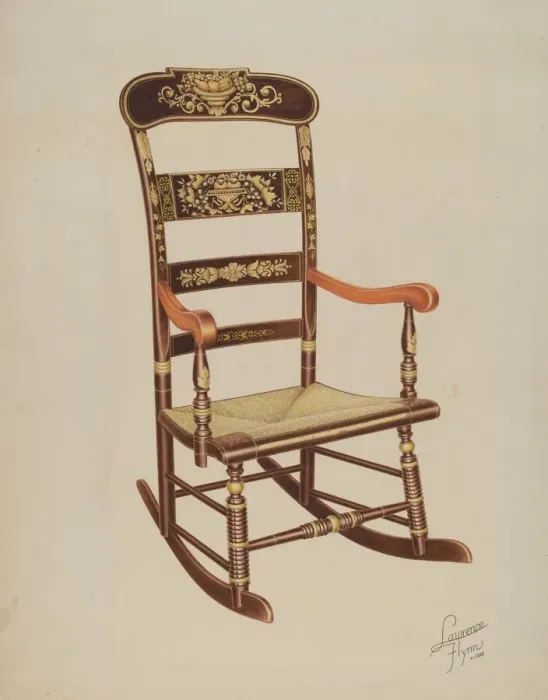 Framed Print : Stencilled Rocker, 1938. Creator: Lawrence Flynn Framed Print : Stencilled Rocker, 1938. Creator: Lawrence Flynn