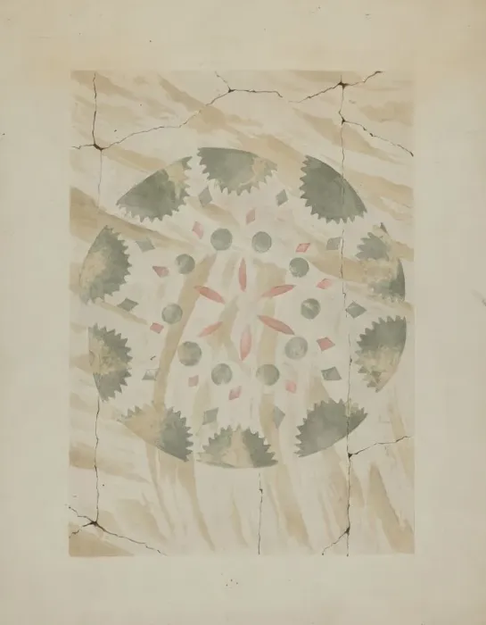 Framed Print : Detail of Stencilled Wall, c. 1937. Creator: Ray Holden Framed Print : Detail of Stencilled Wall, c. 1937. Creator: Ray Holden