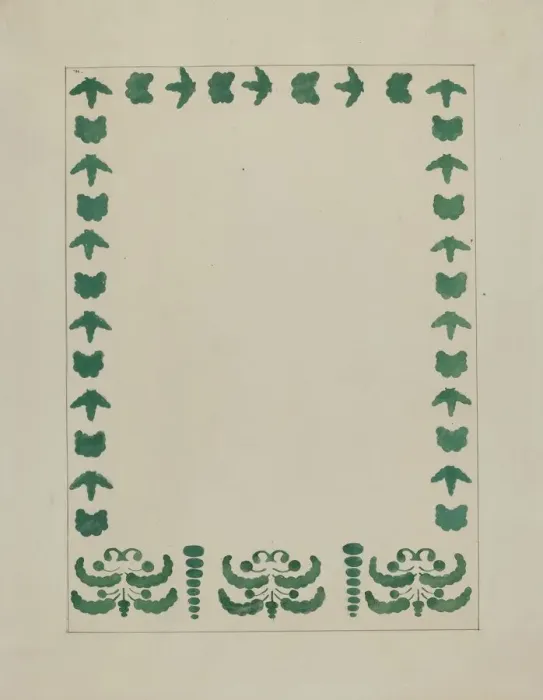Framed Print : Stencilled Wall Decoration, c. 1936. Creator: Ray Holden Framed Print : Stencilled Wall Decoration, c. 1936. Creator: Ray Holden