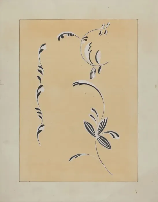 Framed Print : Stencilled Wall Decoration, c. 1936. Creator: Ray Holden Framed Print : Stencilled Wall Decoration, c. 1936. Creator: Ray Holden