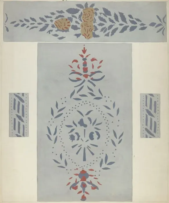 Framed Print : Stencilled Wall (Detail), c. 1940. Creator: Alvin M Gully Framed Print : Stencilled Wall (Detail), c. 1940. Creator: Alvin M Gully