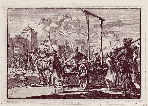 Stenka Razin before the Execution in Moscow, 1698. Artist: Luyken, Jan (Johannes) (1649-1712)