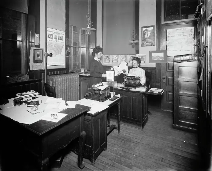 Framed Print : Stenographers room, Leland & Faulconer Manufacturing Co. Detroit, Mich. 1903 Nov. Creator: Unknown. Stenographers room, Leland & Faulconer Manufacturing Co. Detroit, Mich. 1903 Nov. Creator: Unknown Framed Print : Stenographers room, Leland & Faulconer Manufacturing Co. Detroit, Mich. 1903 Nov. Creator: Unknown. Stenographers room, Leland & Faulconer Manufacturing Co. Detroit, Mich. 1903 Nov. Creator: Unknown