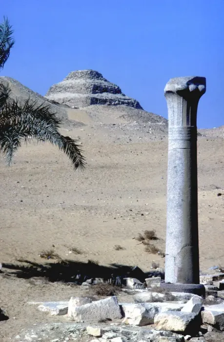 Framed Print : Step Pyramid of King Djoser (Zozer) behind ruins of temple, Saqqara, Egypt, c2600 BC. Artist: Imhotep Framed Print : Step Pyramid of King Djoser (Zozer) behind ruins of temple, Saqqara, Egypt, c2600 BC. Artist: Imhotep