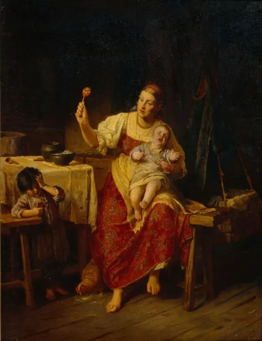 Framed Print : The Stepmother, 1874. Artist: Zhuravlev, Firs Sergeevich (1836-1901) Framed Print : The Stepmother, 1874. Artist: Zhuravlev, Firs Sergeevich (1836-1901)