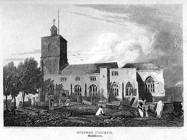 Stepney Church, London, 1815. Artist: Hobson