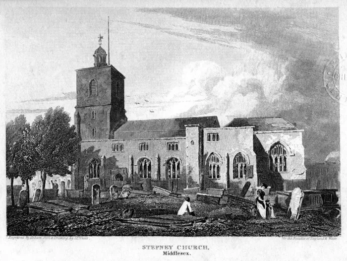 Framed Print : Stepney Church, London, 1815. Artist: Hobson Framed Print : Stepney Church, London, 1815. Artist: Hobson