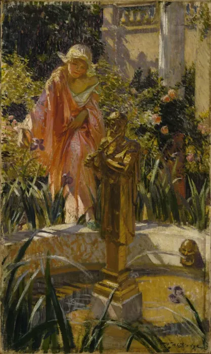 Framed Print : Stepping in the Fountain, ca. 1916. Creator: William de Leftwich Dodge Framed Print : Stepping in the Fountain, ca. 1916. Creator: William de Leftwich Dodge