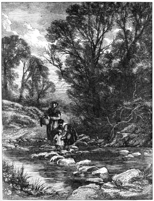 Framed Print : The Stepping Stones, c1930s. Artist: Birket Foster Framed Print : The Stepping Stones, c1930s. Artist: Birket Foster