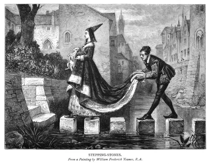 Framed Print : Stepping Stones, c19th century. Artist: George Butterworth Framed Print : Stepping Stones, c19th century. Artist: George Butterworth