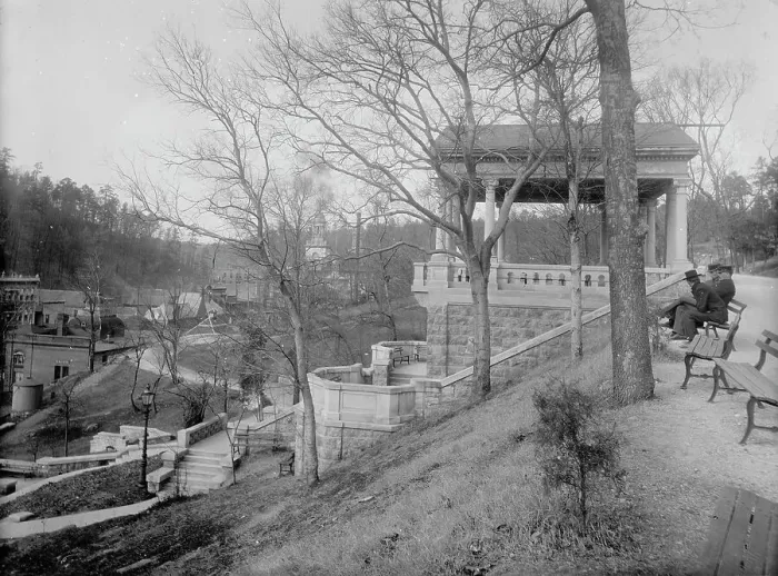 Framed Print : Steps and Pavilion, Government Reservation, Hot Springs, Ark, between 1900 and 1906. Creator: Unknown Framed Print : Steps and Pavilion, Government Reservation, Hot Springs, Ark, between 1900 and 1906. Creator: Unknown