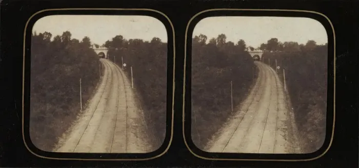 Framed Print : [Stereographic View of Paris-Lyon Railroad Tracks with Ghost Framed Print : [Stereographic View of Paris-Lyon Railroad Tracks with Ghost