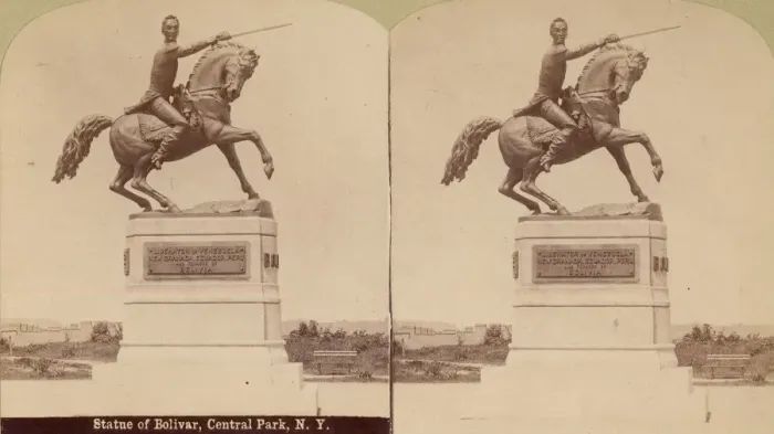 Framed Print : Stereographic View of Statue of Simon Bolivar by R. de la Cova, Central Park, New York Framed Print : Stereographic View of Statue of Simon Bolivar by R. de la Cova, Central Park, New York