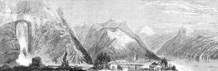 Framed Print : The Stereorama at Cremorne Gardens - panorama of the route to Italy, via the St. Gothard Pass, 1860. Creator: Smyth Framed Print : The Stereorama at Cremorne Gardens - panorama of the route to Italy, via the St. Gothard Pass, 1860. Creator: Smyth