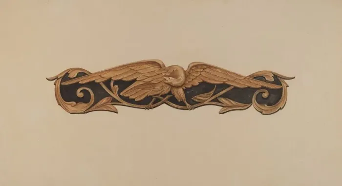 Framed Print : Stern Carving: Spread Eagle, 1935 / 1942. Creator: Flora Merchant Framed Print : Stern Carving: Spread Eagle, 1935 / 1942. Creator: Flora Merchant