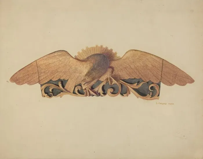 Framed Print : Stern Decoration, c. 1937. Creator: Jerome Hoxie Framed Print : Stern Decoration, c. 1937. Creator: Jerome Hoxie