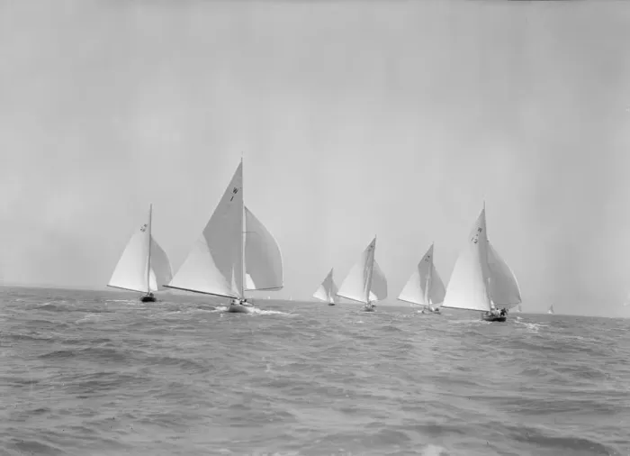 Framed Print : Stern view of W Class boats racing downwind, 1933. Creator: Kirk & Sons of Cowes Framed Print : Stern view of W Class boats racing downwind, 1933. Creator: Kirk & Sons of Cowes
