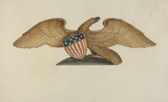 Framed Print : Sternpiece - Eagle, c. 1937. Creator: Al Curry