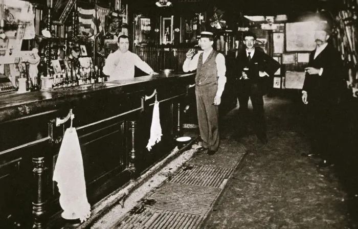 Framed Print : Steve Brodie in his bar, the New York City Tavern, New York City, USA, c1890s. Artist Framed Print : Steve Brodie in his bar, the New York City Tavern, New York City, USA, c1890s. Artist