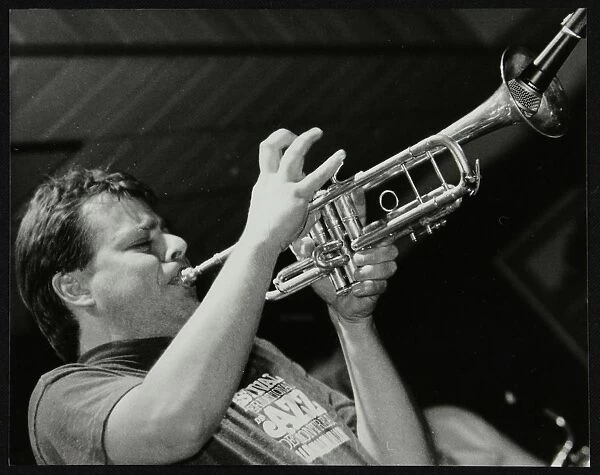 Steve Waterman playing the trumpet at The Fairway, Welwyn Garden City, Hertfordshire, 10 May 1992